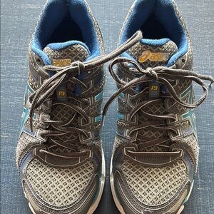 Asics Gray and Blue Athletic Sneakers